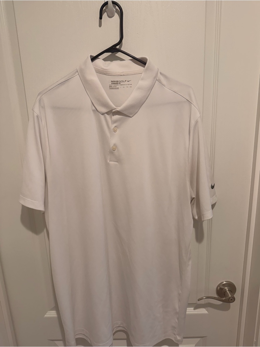 Nike Men’s White Polo Shirt with Swoosh Sleeve